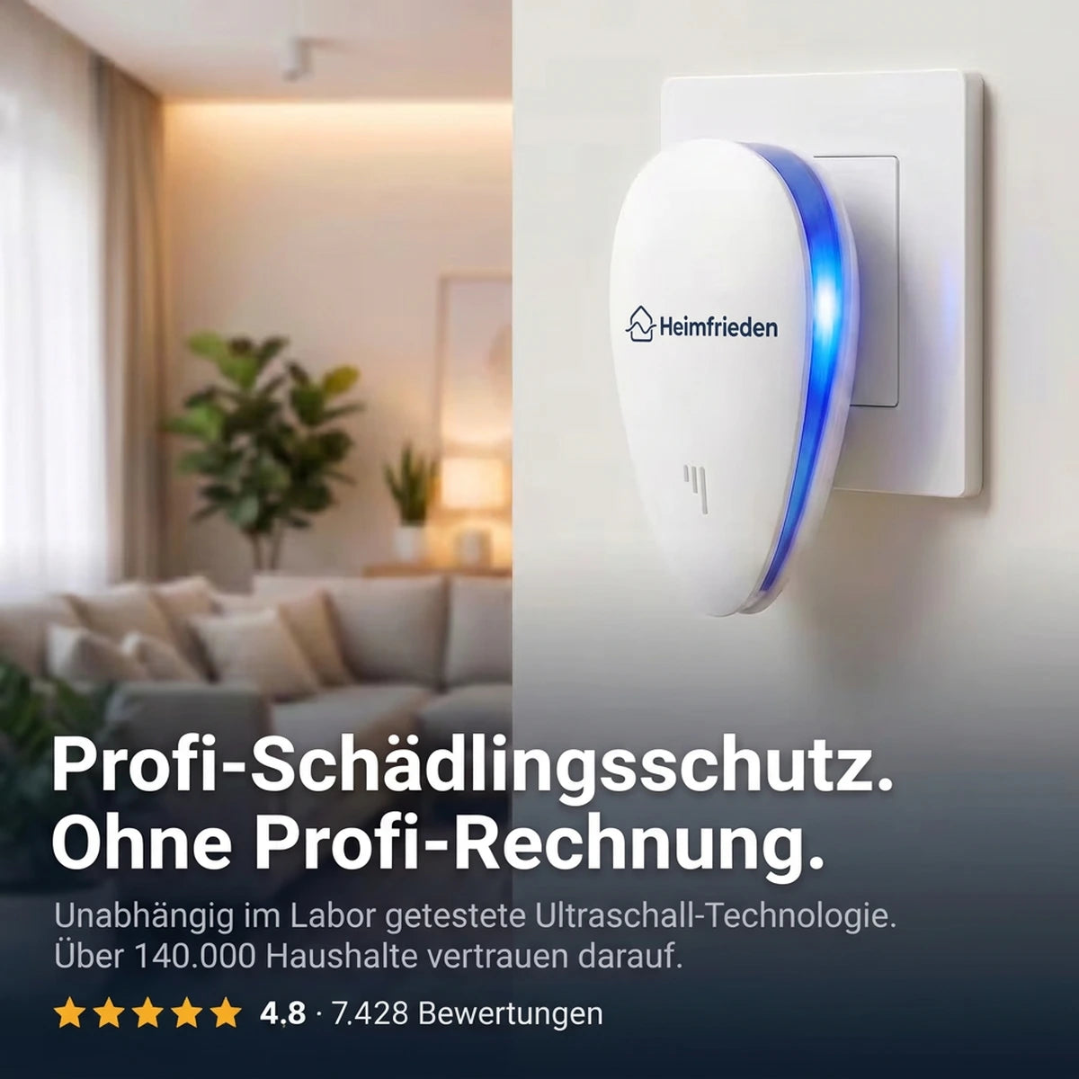 Heimfrieden Ultraschall-Schädlingsvertreiber in der Steckdose – Profi-Schädlingsschutz ohne Profi-Rechnung